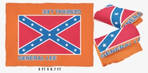 Large General Lee Fleece Blanket - Two Confederate Flags