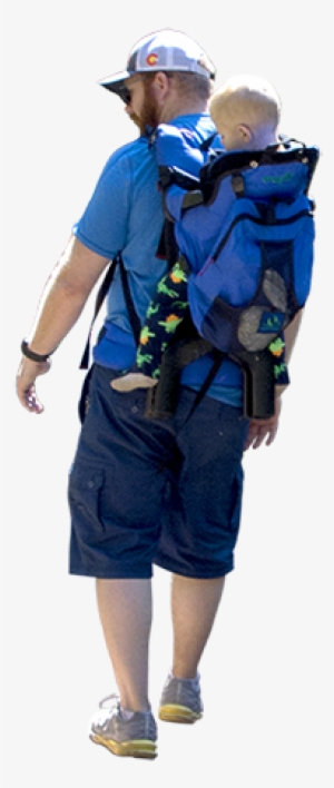 Dad Hiking With A Toddler In His Backpack People Png, - Hiking