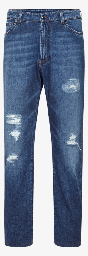 Distress Cotton Denim Trousers - Jeans Image Png