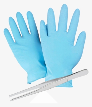 Image Of Blue Laboratory Gloves With Small Pair Of - Glove