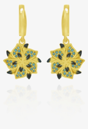 Ember Star Flower With Sparkling Blue Accents Earrings