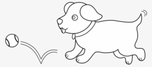 Line Art Of Puppy Playing Fetch - Outline Picture Of A Puppy