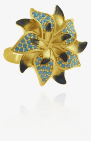 Ember Star Flower With Sparkling Blue Accents Ring