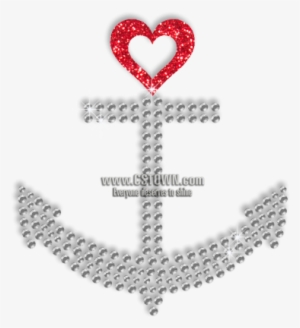 Sparkle Anchor And Heart Hotfix Bling Transfer Motif - Illustration