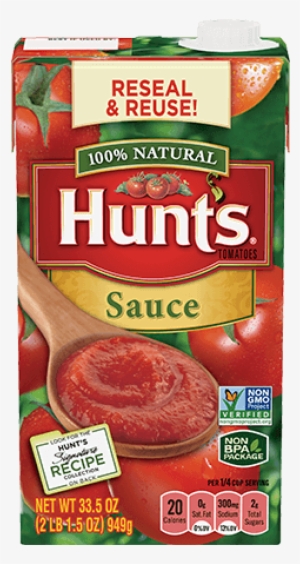 Tomato Sauce Carton - Hunts Sauce, Tomatoes, No Salt Added - 33.5 Oz