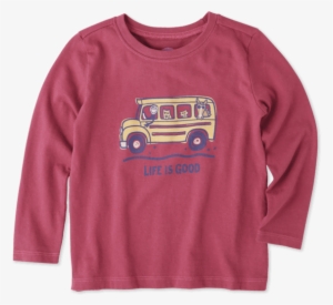 toddlers school bus friends long sleeve crusher tee - sweatshirt