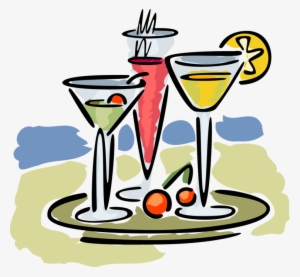 Vector Illustration Of Serving Tray Of Mixed Alcohol - Iba Official Cocktail