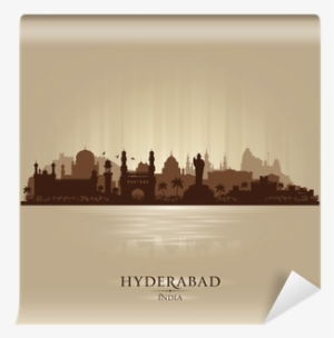 Hyderabad India City Skyline Vector Silhouette Wall