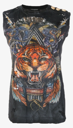 Tiger Print Tank Top - Balmain Tiger T Shirt Women