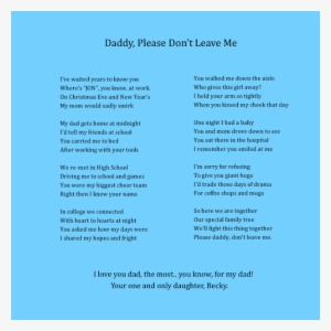 Daddy Please Don't Leave Me - Poems About Dads Leaving Their Daughters