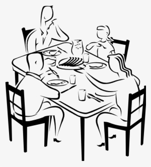 Eating Drawing Dinner Breakfast Clip Art - Draw People Eating At A Table