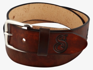 Antique Brown Og Script Leather Belt - Belt