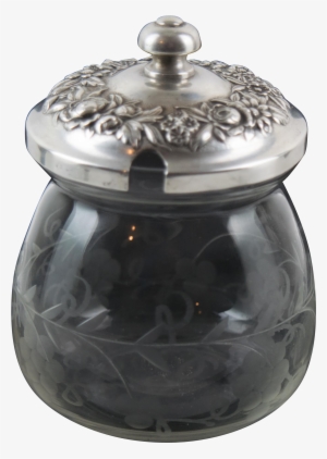 Kirk & Son Sterling Silver Crystal Repousse Condiment - Lid