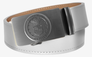 Official Us Air Force Buckle On White Smooth Leather - Smooth Leather Belt