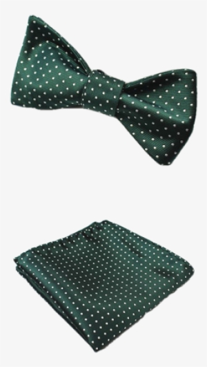 Green And White Polka Dot Bow Tie And Pocket Square - Gusleson New Design Self Bow Tie And Hanky Set Silk