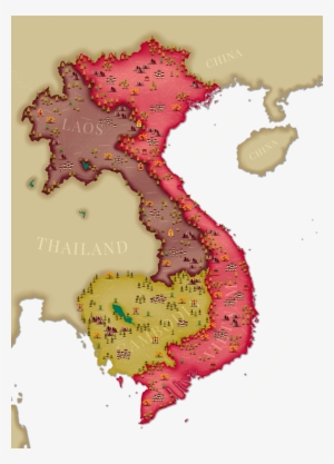 View Vietnam, Cambodia And Laos Map With Epic Panoramic - Mer De Chine Carte