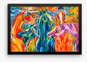 Wild Horse Herd Abstract Painting "coat Of Many Colors" - Horse