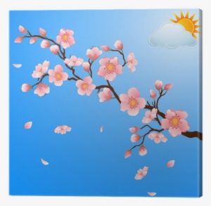 Blooming Cherry Blossom With Falling Petals - Cherry Blossom Light Background