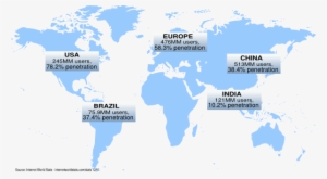 Internet World Statistics Clip Art - World Map Transparent
