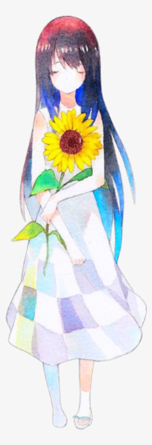 Ftestickers Clipart Anime Girl Sunflower Png Clipart - Sunflower Anime Girl