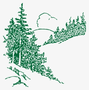 Mountain Tree Cliparts - Mountain With Trees Outline
