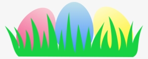 Three Easter Eggs In Grass - Easter Eggs Clip Art