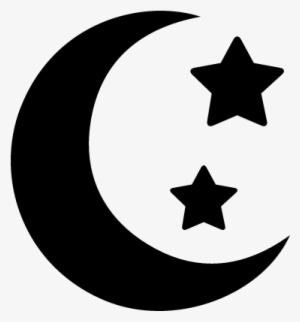 Black Crescent Moon With Stars Png - Crescent Moon And Star Png