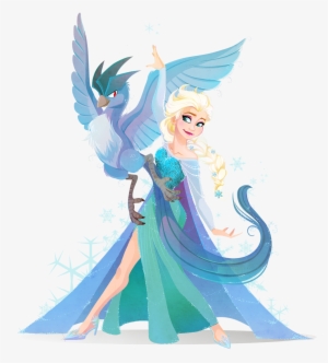 Elsa And A Pokémon By Krista From Her Kuitsuku Sketch - Disney Characters Meet Pokemon