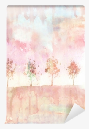 Watercolor / Abstract Background With Trees Wall Mural - Craft