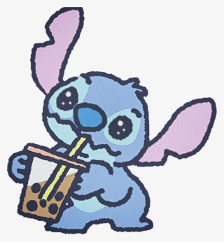 Stitch Cute Watercolor Handpainted Disney Bubbletea Sticker Transparent Png 1024x1024 Free Download On Nicepng