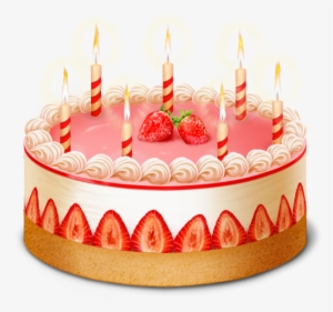 Strawberry Cake Png Clipart Picture - Cake With Candle Png