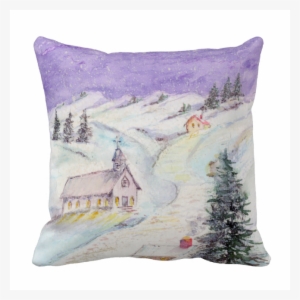 Starry Night Draped In Snow Christmas Watercolor Pillow - Christmas Day