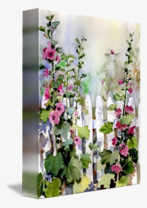 "hollyhock Fence" By Sharon Himes