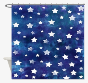Watercolor Blue And White Stars Pattern Shower Curtains - Watercolor Blue And White Stars Pattern Necklace