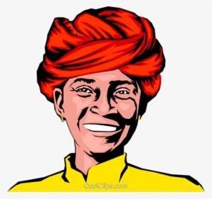 Man With Turban Royalty Free Vector Clip Art Illustration - Happy Indian Farmer Vector