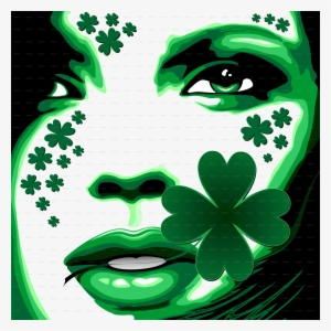 St Patrick Girl With Shamrock On Lips-png 5000 - Girl With Shamrock