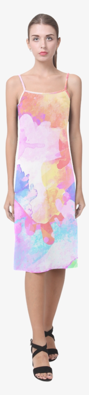 Colorful Watercolor Paint Spatter Abstract Art Alcestis - Slip Dress