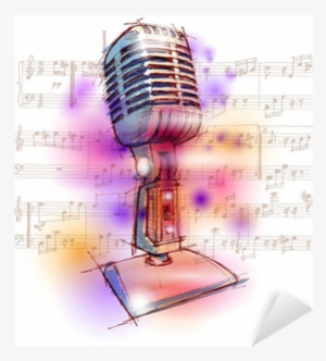 Vector Classic Microphone, Watercolor Background & - Watercolor Microphone Png