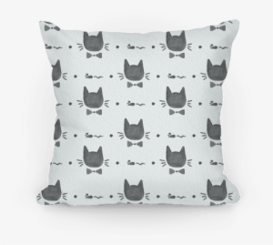 Black And White Watercolor Cat Bow Tie Pattern Pillow - Bow Tie
