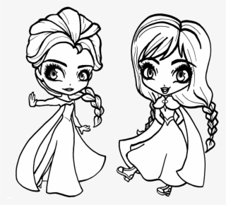 Chibi Anna And Elsa From Frozen - Baby Elsa Coloring Pages