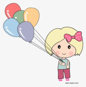 Cute Girl Holding Colorful Balloons - Boy With Balloons Clipart