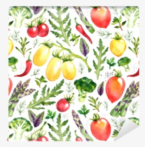 Seamless Pattern With Watercolor Vegetables On White - Grow Your Own Vegetables In Pots And Containers: A