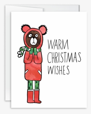 Warm Christmas Wishes Hand Drawn Watercolor Bear Holiday - Cartoon
