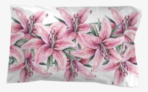 Pink Lily Flowers Isolated On White Background - Watercolor Painting