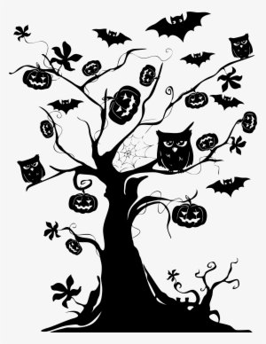 The Halloween Tree Jack O' Lantern Drawing Computer - Halloween Tree Silhouette Png