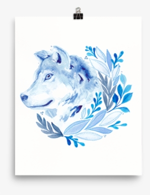 Blue Wolf Print - Watercolor Painting