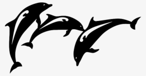 Dolphin, Fish, Jumping, Animal, Mammal, Silhouette - Dolphins Ocean Sea Bathroom Wall Decor Wall Stickers
