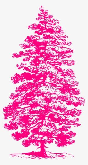 Pink Tree Snow Clip Art - Pine Tree Line Art