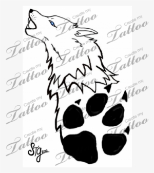 Marketplace Tattoo Howling Wolf With Paw Print - Contrepèterie