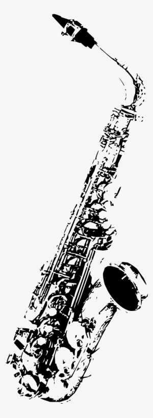 Big Image - Black And White Saxophone Png